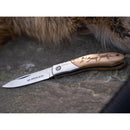 Couteau de poche BOKER Caveman Steel 440A acier non revêtu manche bois décoré