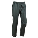 Genuine Belgian military waterproof wet weather pants in olive with elastic waist and adjustable ankles for outdoor use