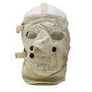 Adjustable creepy white para-aramid cold weather facemask with ventilation and snap button closure for cosplay or warmth.