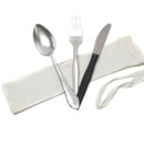 Genuine Czech army 3-piece aluminum cutlery set with spoon, fork, knife, and white carrying bag military surplus