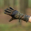 German military Flecktarn camo combat glove with leather grip designed for tactical and outdoor use.