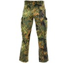 Genuine German army issue flecktarn camouflage combat pants with multiple secure pockets for outdoor use.