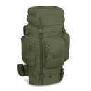 Large MIL-TEC RECOM olive hiking rucksack with multiple compartments, padded straps, and durable tactical design for trekking.