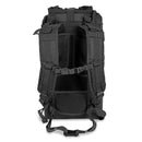 Back view of MIL-TEC SEALS waterproof tactical roll-top backpack with padded straps and 35L capacity in black