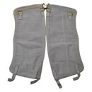 Pair of original British military vintage grey leg gaiters with buckles and straps for combat protection