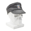 Original Danish army visor cap in gray with military patch, lightweight cotton, vintage foldable earflaps design