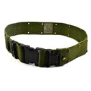 Original U.S. Army LC-2 military green web pistol belt with black metal buckle and reinforced eyelets for secure gear attachment
