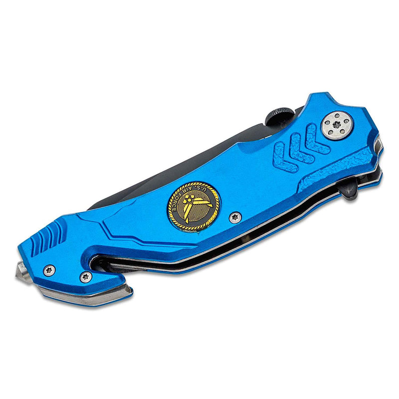 Boker Brand folding pocket knife Air Force Rescue steel 440A aluminum handle