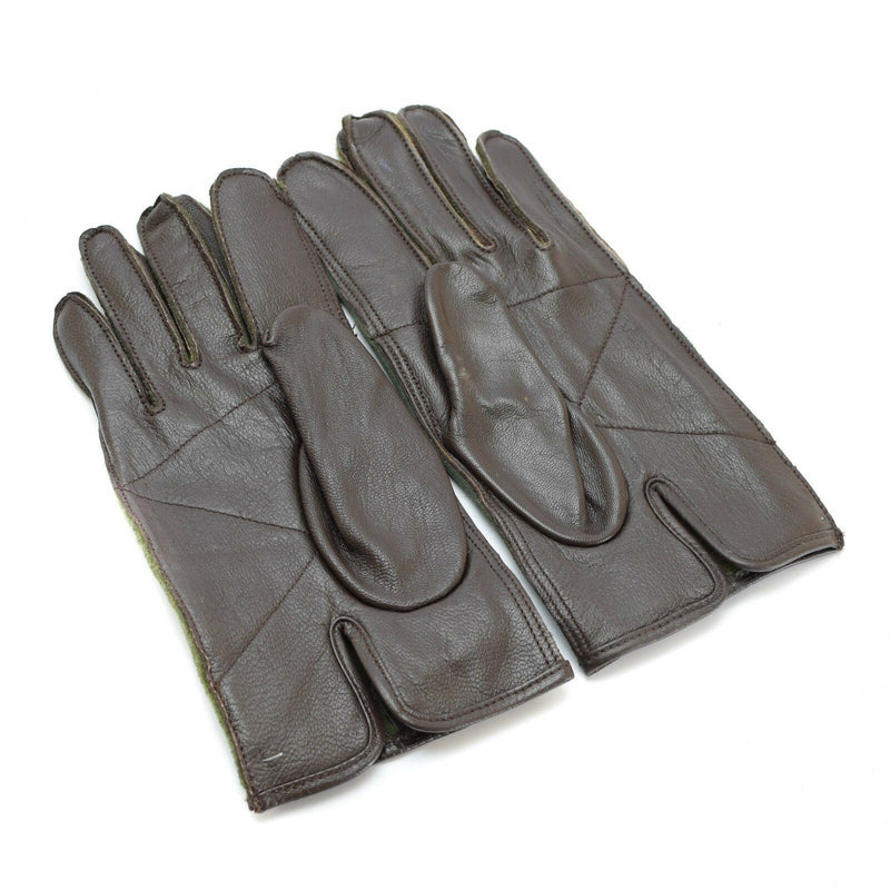 Originele Belgische legergevechtshandschoenen WWII -stijlhandschoenen Nylon Leather Olive Nieuw
