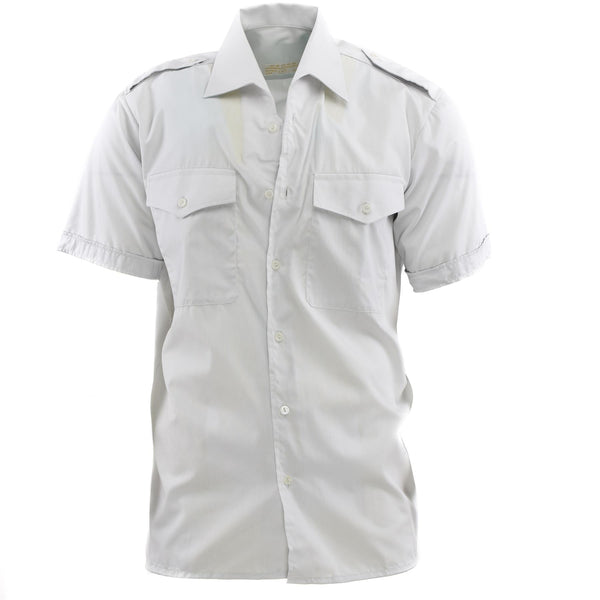 Echte Oostenrijkse leger button down shirt shirt korte mouw grijs militair surplus nieuw