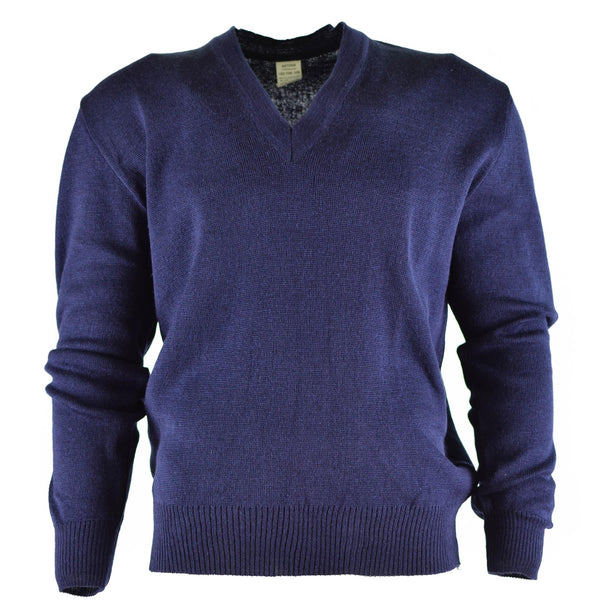 Originele Tsjechische leger trui jumper blauw wol v-neck militair surplus nieuw