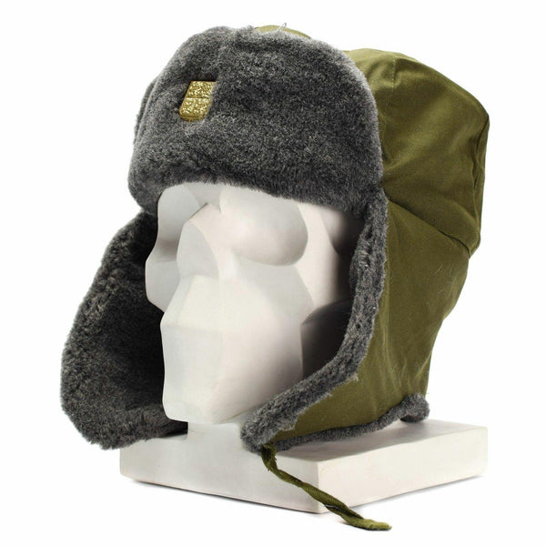Echt Tsjechisch leger Cap Militaire winterhoed ushanka grijze olijfhoed met badge nieuw