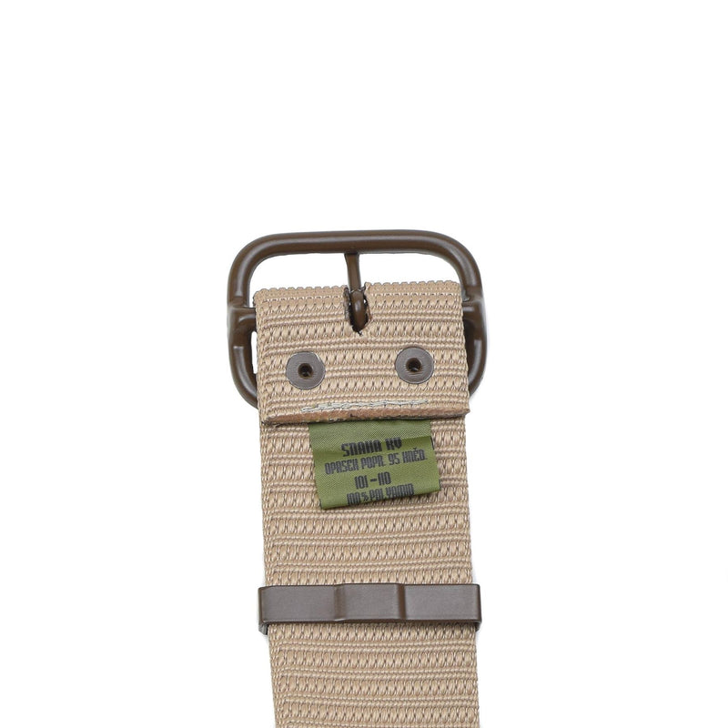 Ceinture de pantalon tactique militaire tchèque originale en toile kaki épine marron boucle NEUF