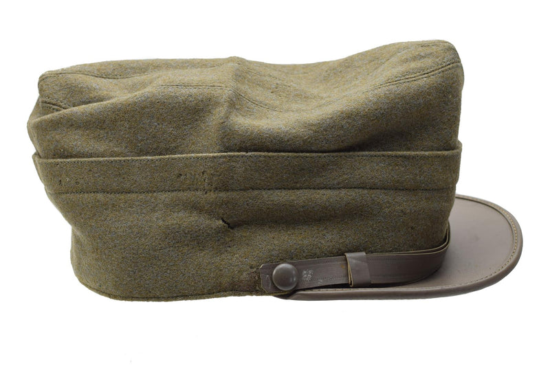 Originele Italiaanse militaire snapback field cap olijfwol lichtgewicht vintage