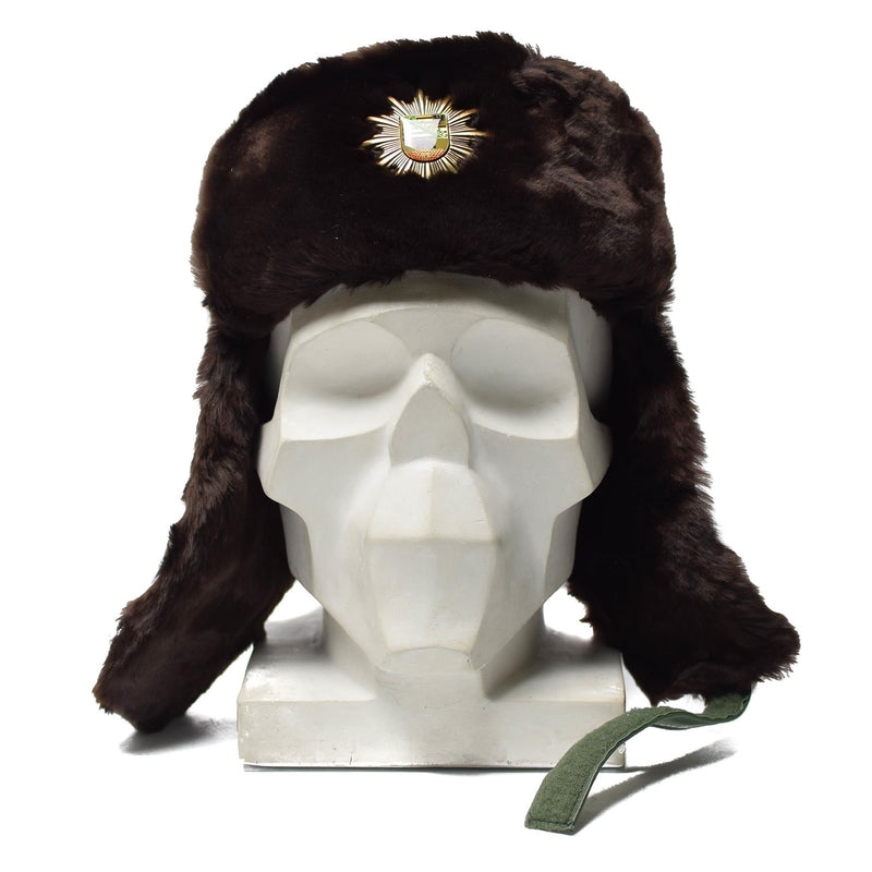 Chapeau d'hiver chaud original de la police allemande pour temps froid, badge ushanka en fausse fourrure NEUF