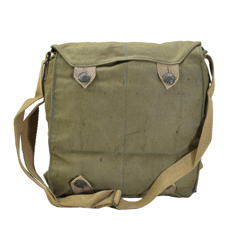 Origineel Tsjechisch militair gasmasker schoudertas groen canvas vintage surplus nieuw