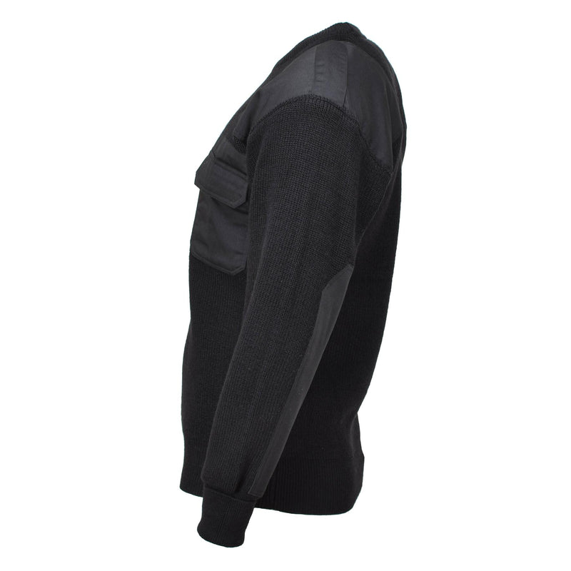 MFH Brand Sweater Commando Jumper Rib Gebreide wolversterkte pullover zwart nieuw