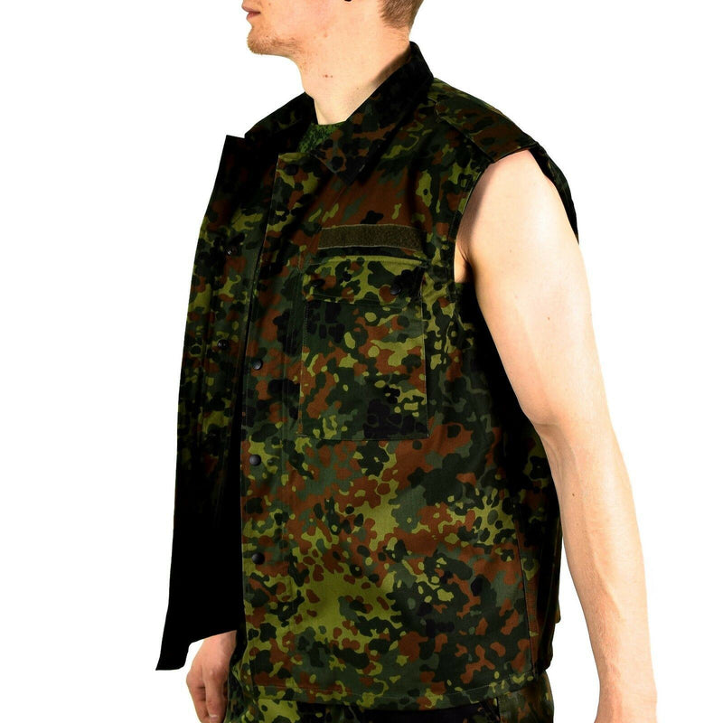 Gilet de combat tactique original de l'armée allemande avec fermeture éclair flecktarn camouflage BW