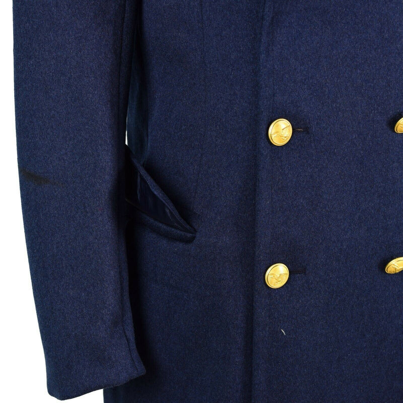 Véritable manteau en laine de l'armée italienne, manteau long bleu d'officier militaire de l'armée de l'air