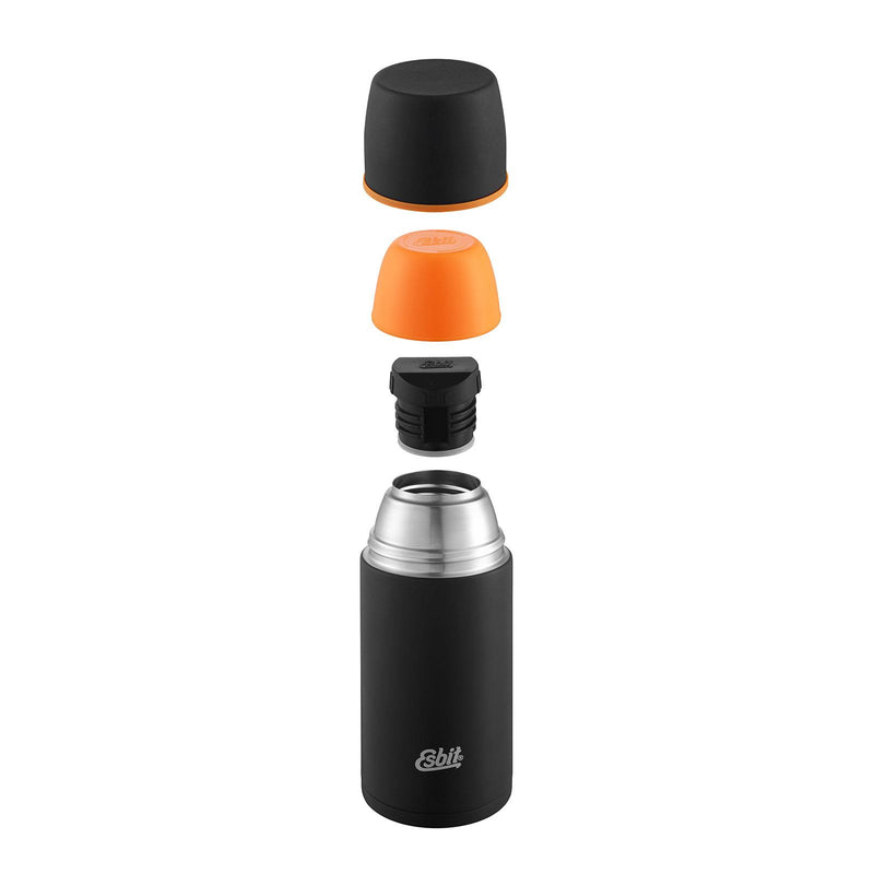 Bouteille isotherme en acier inoxydable de marque ESBIT 750 ml noire avec rétention de chaleur pendant 12 heures et tasse supplémentaire