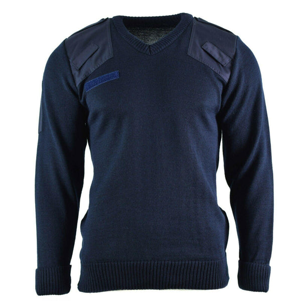 Echte British Sweater Army Police Pullover Commando Jumper Blue V-Neck Men Nieuw