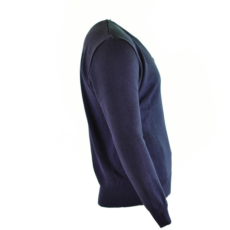 Originele Tsjechische leger trui jumper blauw wol v-neck militair surplus nieuw