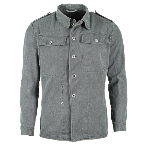 Veste de travail authentique de l'armée suisse veste militaire en jean gris vintage surplus