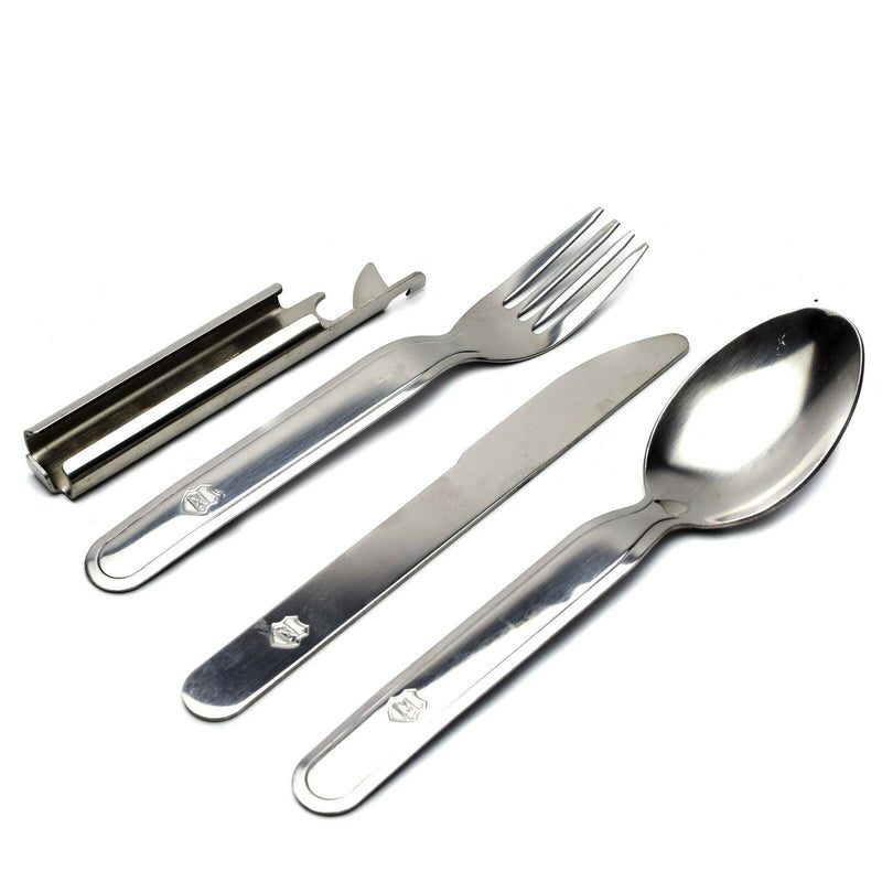 Véritable ensemble de couverts de l'armée hongroise 4 pièces Ustensiles de cuisine couverts militaires NEUF