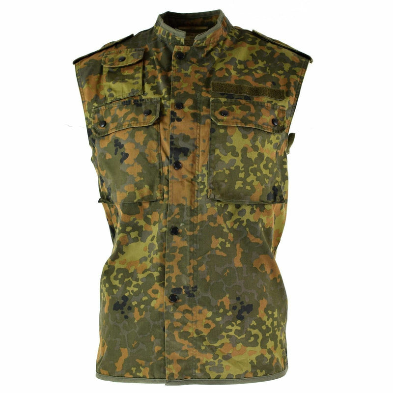 Gilet de combat tactique original de l'armée allemande avec fermeture éclair flecktarn camouflage BW