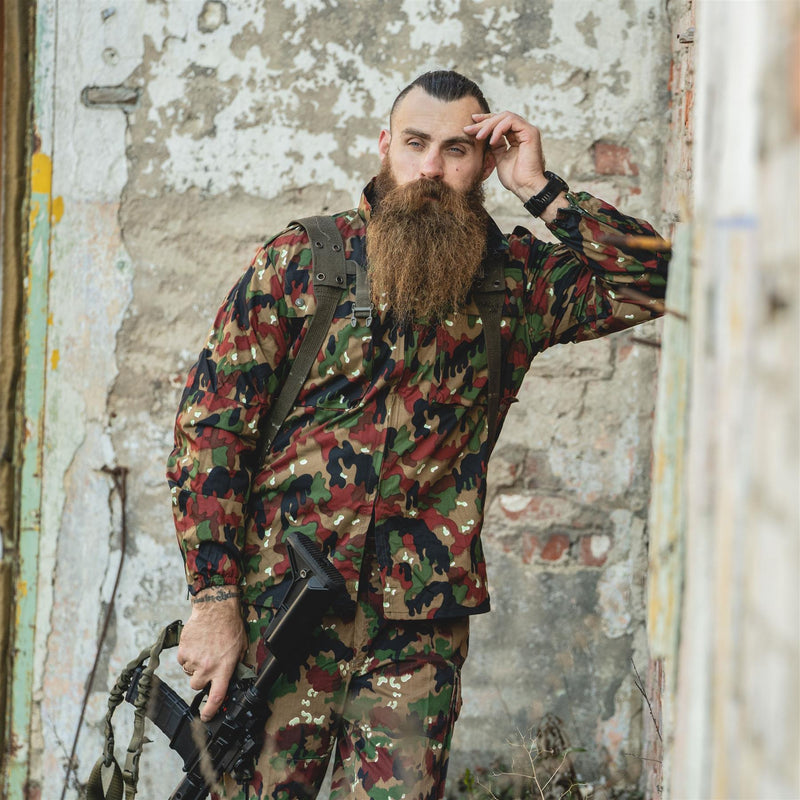 Veste de combat originale de l'armée suisse M83, chemise camouflage Alpenflage avec fermeture éclair, NEUF