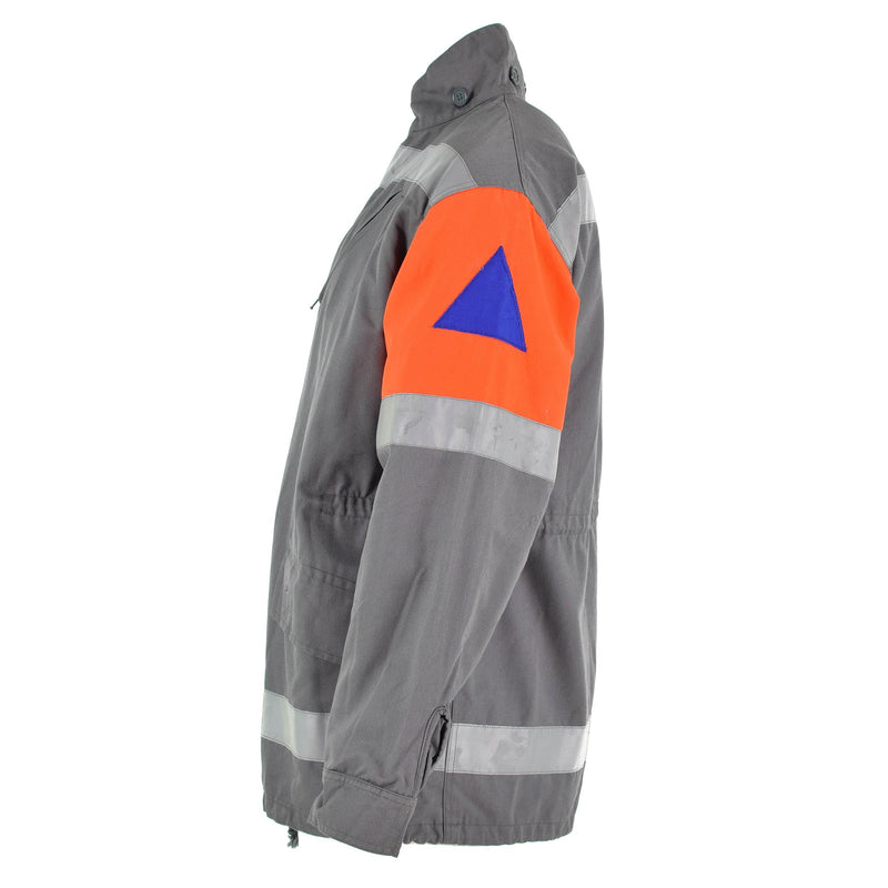 Originele Tsjechische legerjack CZ Civil Defense Gray Field Surplus Reflective Band