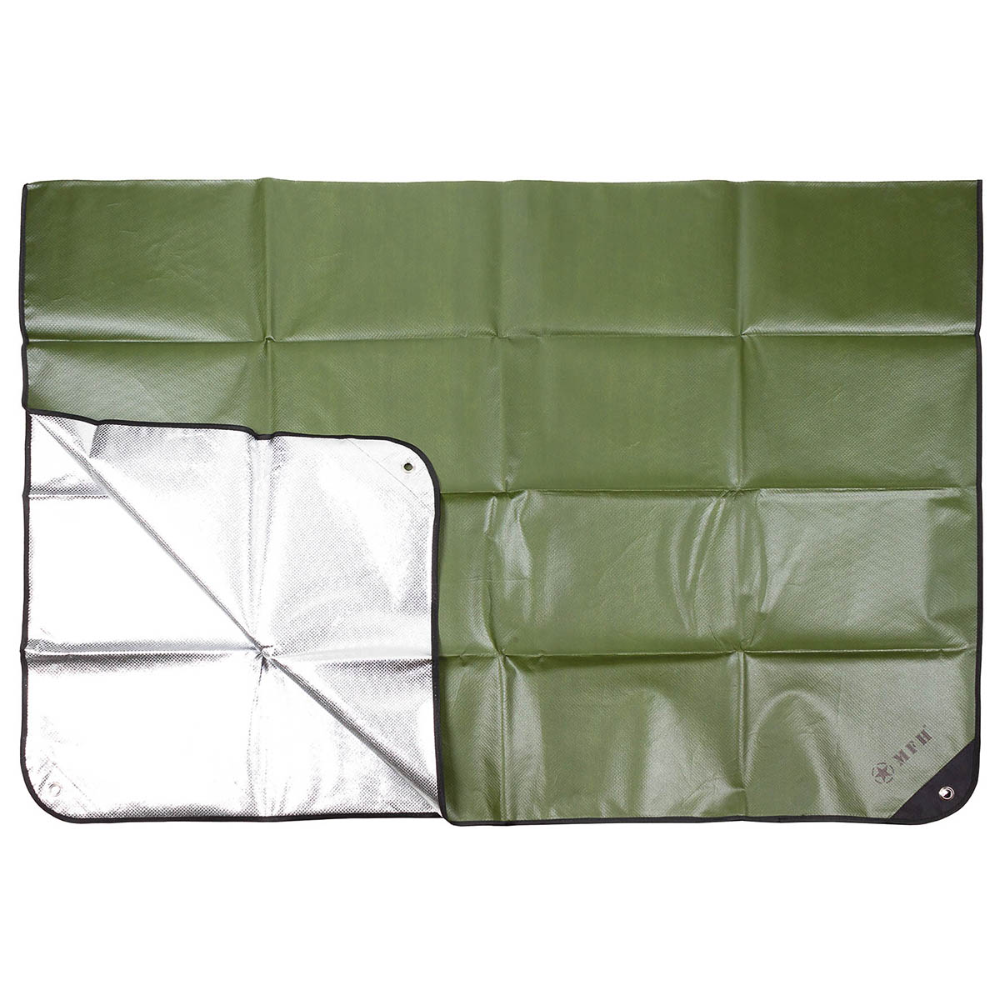 MFH Noodzeil 210 x 150 cm aluminium gecoat campinggrondzeil OD groen