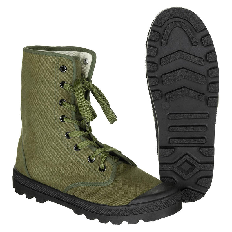 Originele Franse militaire commando laarzen versterkte hakken vintage olijf