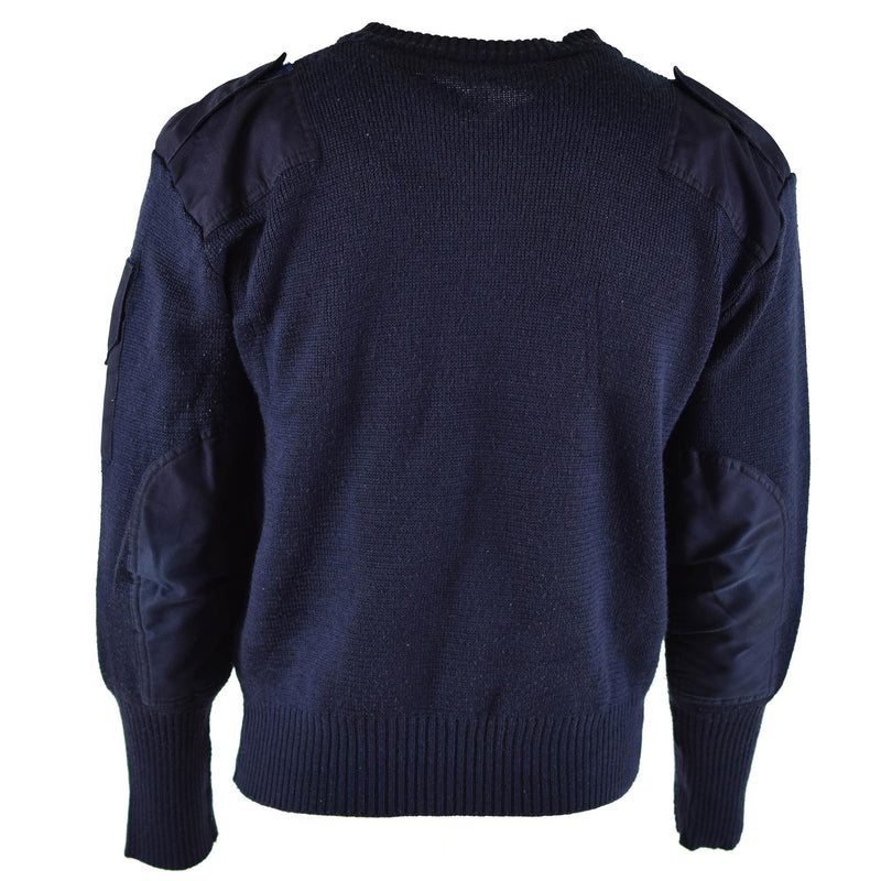 Pull original du service de défense britannique Commando Jumper Pull col V bleu