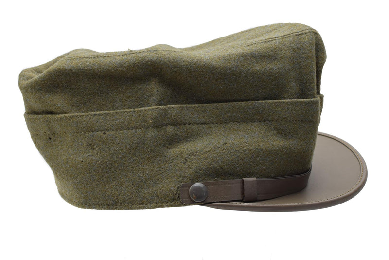 Originele Italiaanse militaire snapback field cap olijfwol lichtgewicht vintage