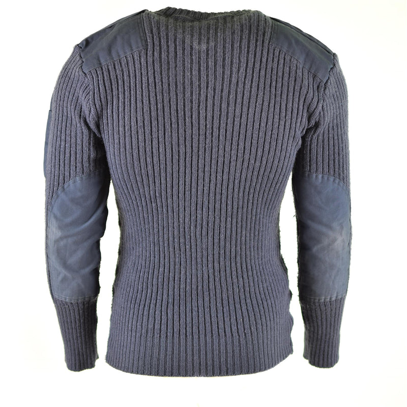 Origineel Britse leger pullover commando jumper blauw grijs trui wol v-neck