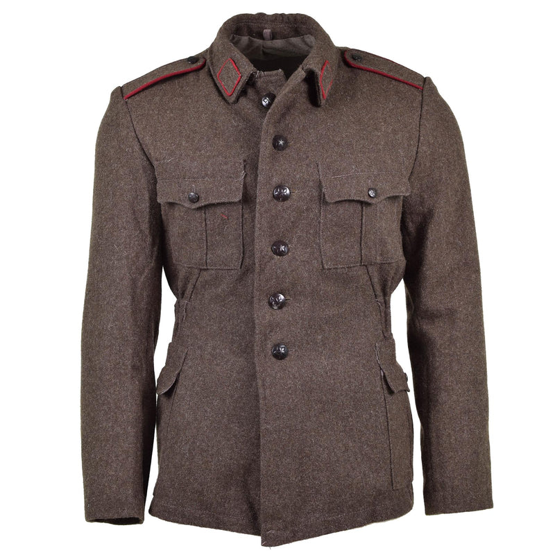 VESTE DE L'ARMÉE BULGARE AUTHENTIQUE EN LAINE UNIFORME DE SURPLUS MILITAIRE GRIS-MARRON