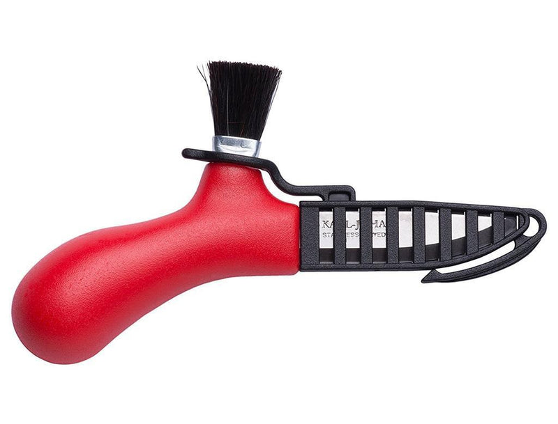 Couteau suédois MORA pour cueillette de champignons en acier inoxydable avec brosse en crin de cheval véritable rouge