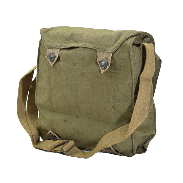 Origineel Tsjechisch militair gasmasker schoudertas groen canvas vintage surplus nieuw