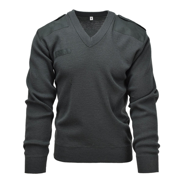 Véritable pull de l'armée néerlandaise Commando Jumper Pull col V vert foncé