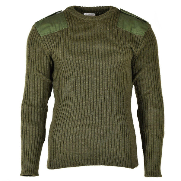 Originele Belgische leger trui commando jumper groene olijfvulling pure wol