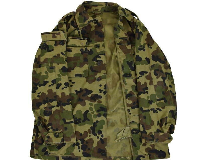 Veste de combat militaire authentique de l'armée roumaine BDU M93 camouflage feuille militaire combat