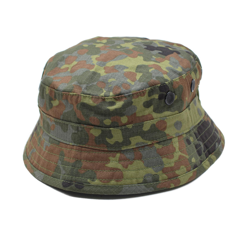 Chapeau de seau style armée allemande de marque TACGEAR, chapeau seau en ripstop camouflage flecktran