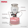 Primus EasyLight gaslantaarn 490 lumen kamperen wandelen buiten glaslicht