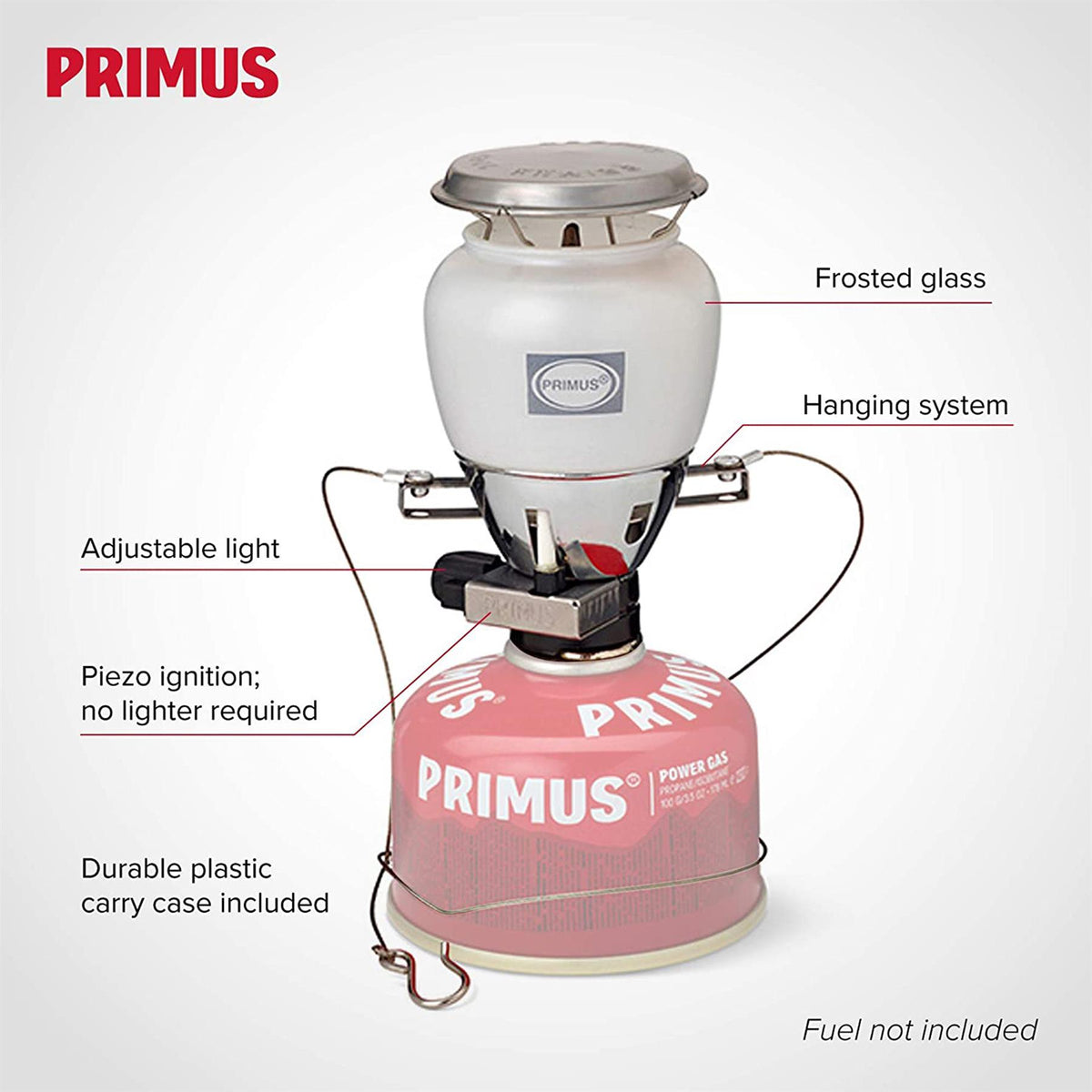 Primus EasyLight gaslantaarn 490 lumen kamperen wandelen buiten glaslicht