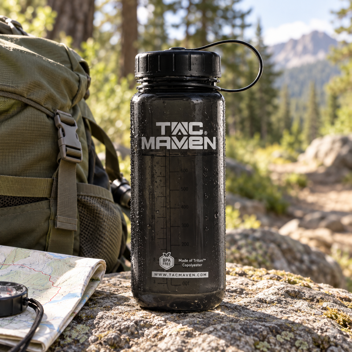 TAC MAVEN Norman Tritan Bouteille d'eau sans BPA 650 ml pour l'extérieur Noir