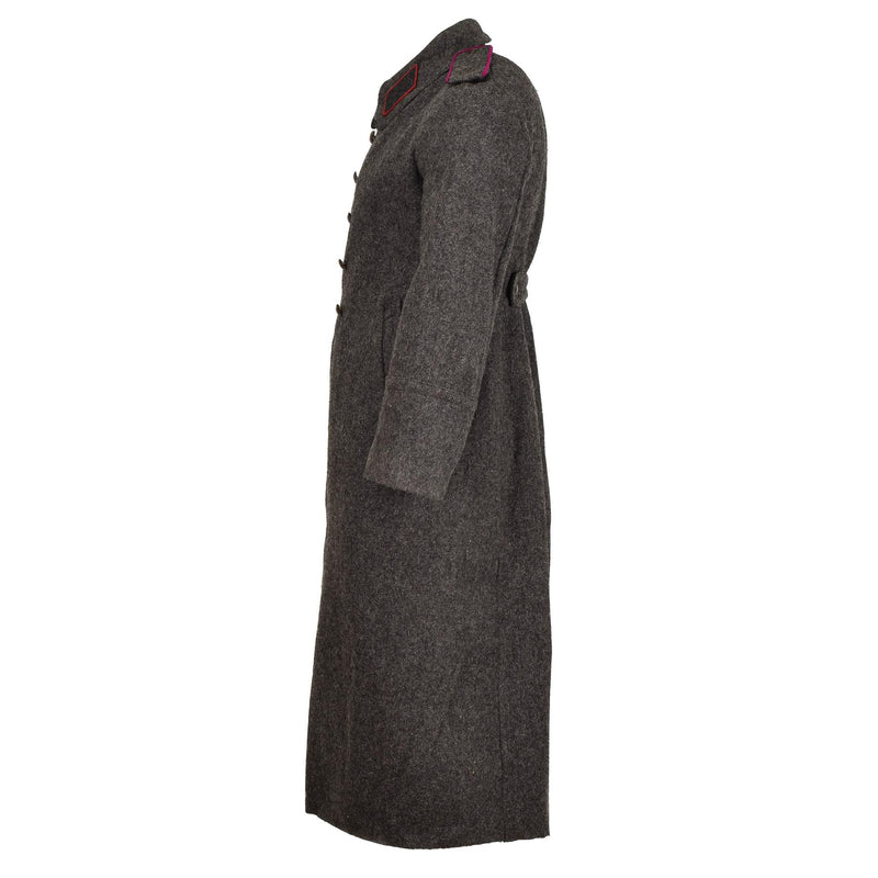 Manteau militaire bulgare original en laine grise, manteau d'hiver épais et long