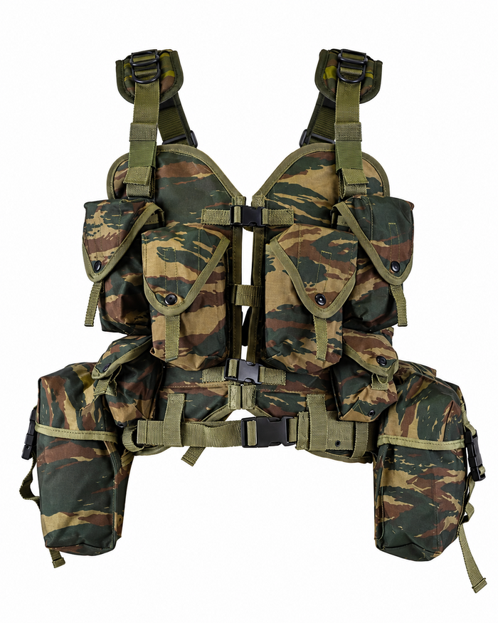 Gilet tactique original de l'armée grecque, 8 pièces, camouflage lézard