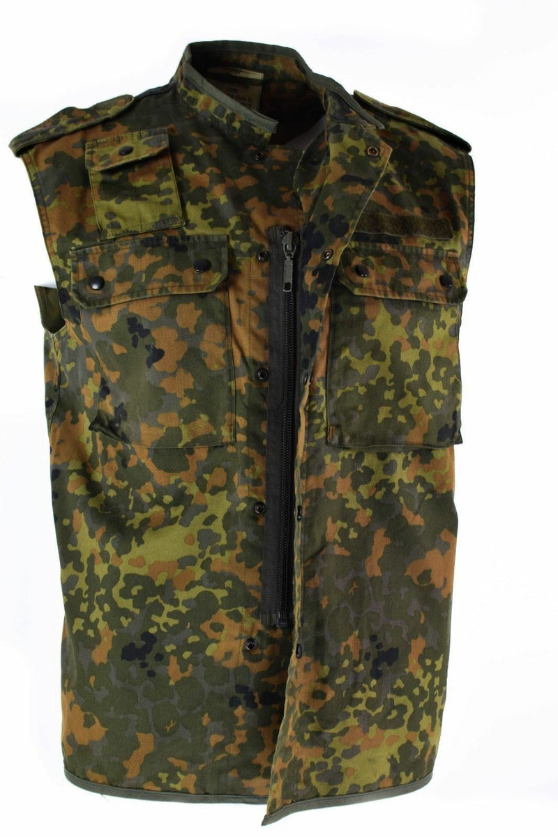 Gilet de combat tactique original de l'armée allemande avec fermeture éclair flecktarn camouflage BW