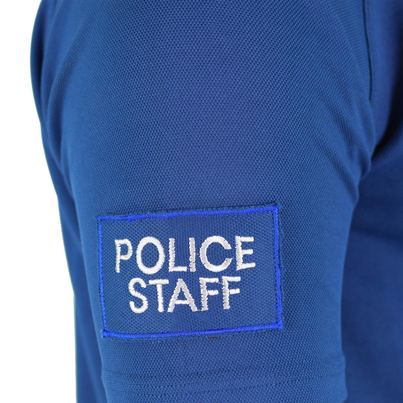 T-shirt original de la police britannique, bleu, matière respirante, fermeture éclair sur le devant